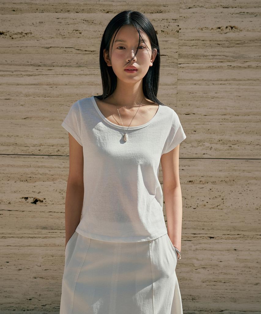 Siyajyu Sitp5286 Cap Sleeve Slim Short Sleeve T-Shirt_White