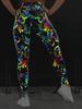 New Luminous High-Waist Yoga Pants - European & American Peach Print Sports Leggings for Women