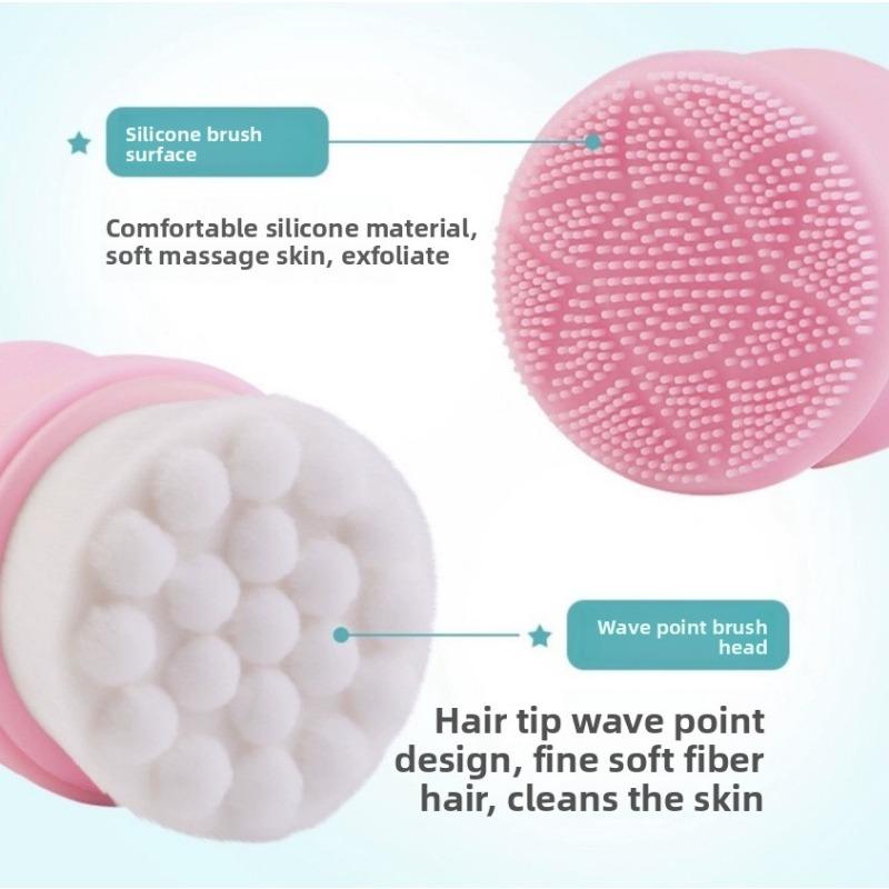 Silicone Facial Cleansing Brush, Manual Pore Cleaning, Blackhead Removal, Soft Bristle Beauty Cleansing Brush
