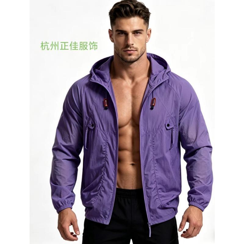 Mens White Lightweight Hooded Sun Protection Jacket