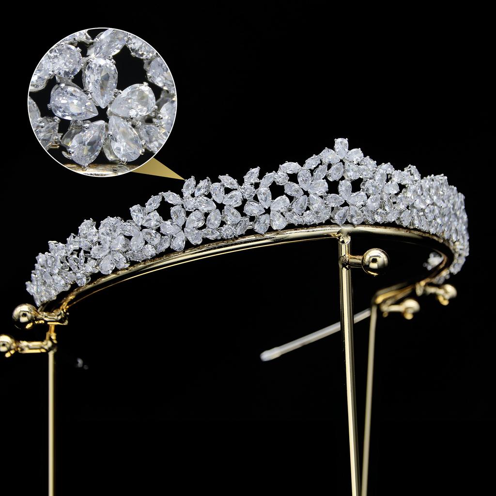 European and American Korean Style Bridal Hair Accessories Princess Crown Wedding Tiara Zircon Crown