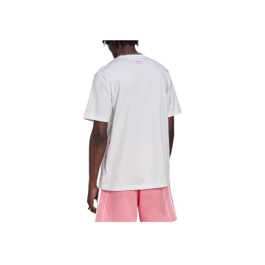adidas Originals Trefoil Front Großes Logo Print Rundhals T-Shirt Herren Oberteile Weiß HK7334