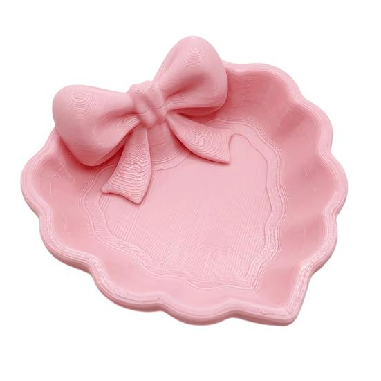 3D Printed Bow Jewelry Tray, Heart Shape Ring Dish, Entryway Table Trays, Decorative Trinket Dish, Jewelry Organizer Tray for Rings Necklaces