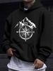 American/European Style Unisex Autumn/Winter Printed Hooded Long-Sleeve Sweatshirt, Mountain Peak Compass Outdoor Printed Hooded Sweatshirt, Mountaine