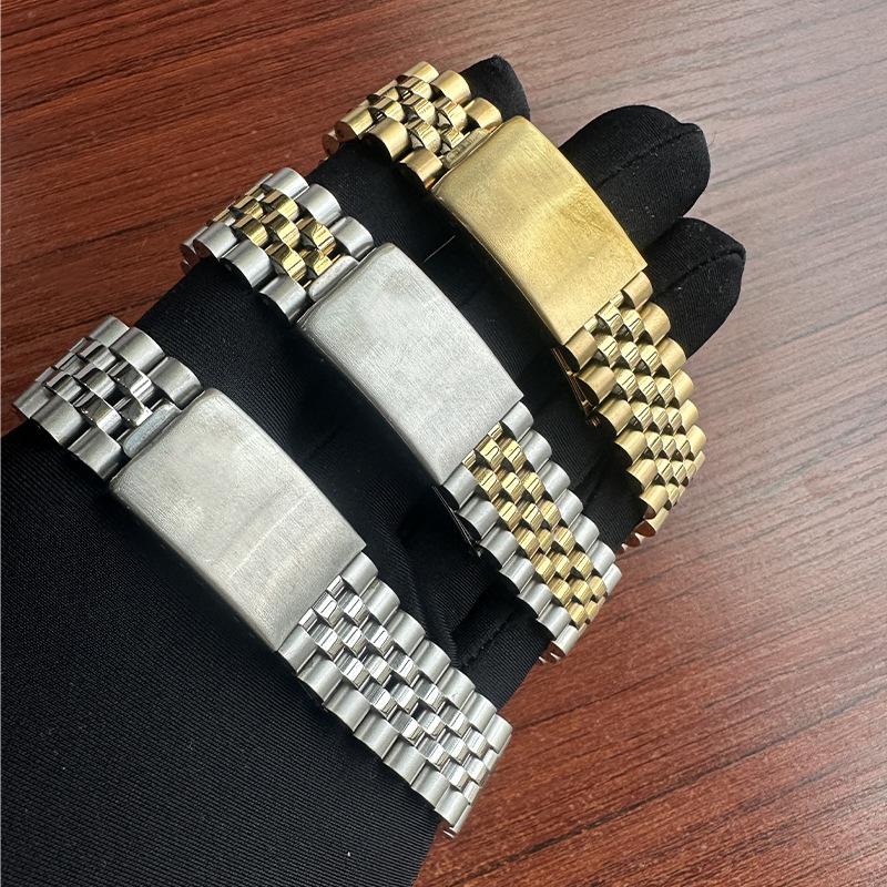 Per Rolex DATEJUST Bracciale Orologio in Metallo Massiccio Jubilee Cinturino Business Acciaio Inossidabile Completo Estremità Curva 17mm18mm19mm20mm21mm22