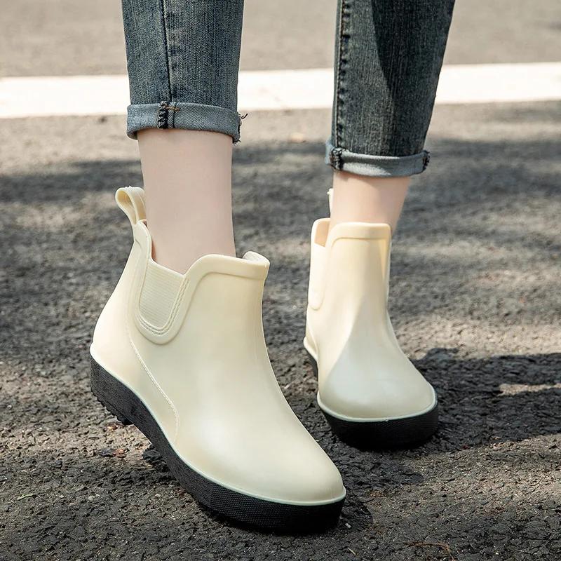 Módní Chelsea dešťové boty Zelené gumové boty Dámské Čtyřsezónní Dospělé Galoše Nadměrná velikost 41 Dešťové Vodotěsné boty 2025