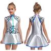 Girls Shiny Metallic Alien Costume - Sleeveless Sequins Dress with Back Zip, Outer Space Cutie Halloween & Anime Cosplay