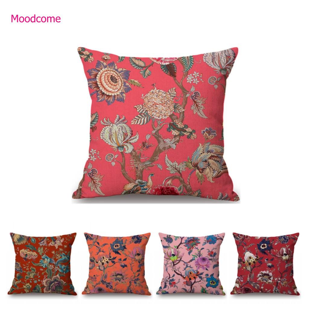 

Розовый, красный, оранжевый, красивый цветочный узор, обои, художественный дизайн, украшение для дивана, наволочка из хлопка и льна, чехол для подушки на стул