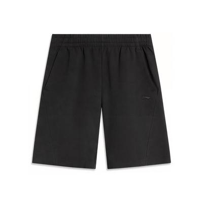 Li Ning Sports Trend Series Solid Color Mid Waist Comfortable Versatile Breathable Straight Leg Casual Shorts Men Shorts Black AKSU535-2