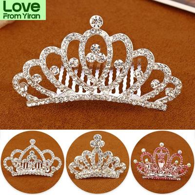 Kids Mini Crowns Hair Jewelry Coloful Shining Crystal Hair Combs Small Tiaras Girls Birthday Party Princess Hair Ornaments