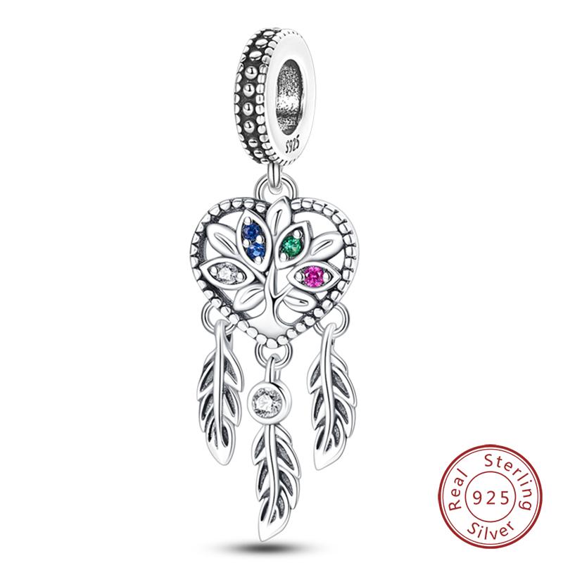 Copper Colorful Luminous Lotus Butterfly Dream Catcher Charms Beads Fit Qikaola Original Bracelets Diy Jewelry