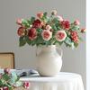 Arranjo de Flores Artificiais Rosa Retro com Borda Queimada para Decoração de Sala de Estar ou Mesa de Jantar
