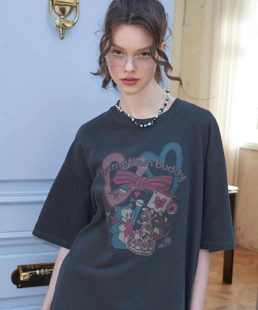 CPGN STUDIO Hometown Buddy Pigment Short Sleeve T-Shirt Smoke Black