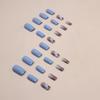Temperament is simple and white, blue manicure, European, American medium and long square fake nail products, wearing nail mixed batch