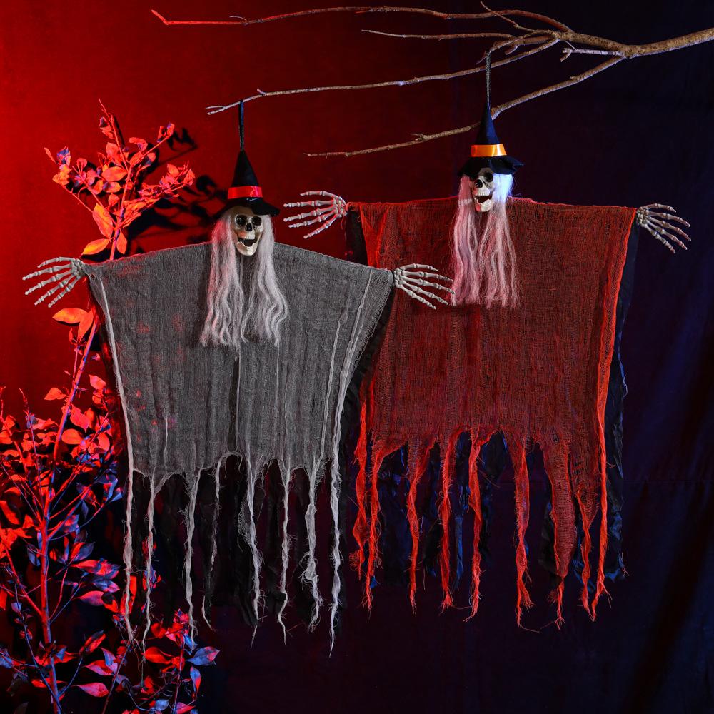 Halloween Hanging Skeleton Ghost Gauze Pendant Horror Decoration DIY Haunted House Party Props Yard Garden Ornaments