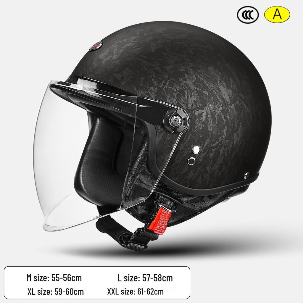 3C Certified Retro Motorcycle Half Helmet, Unisex Leather 3/4 Helmet, All-Season Warm Safety for Motorbikes & Electric Vehicles.