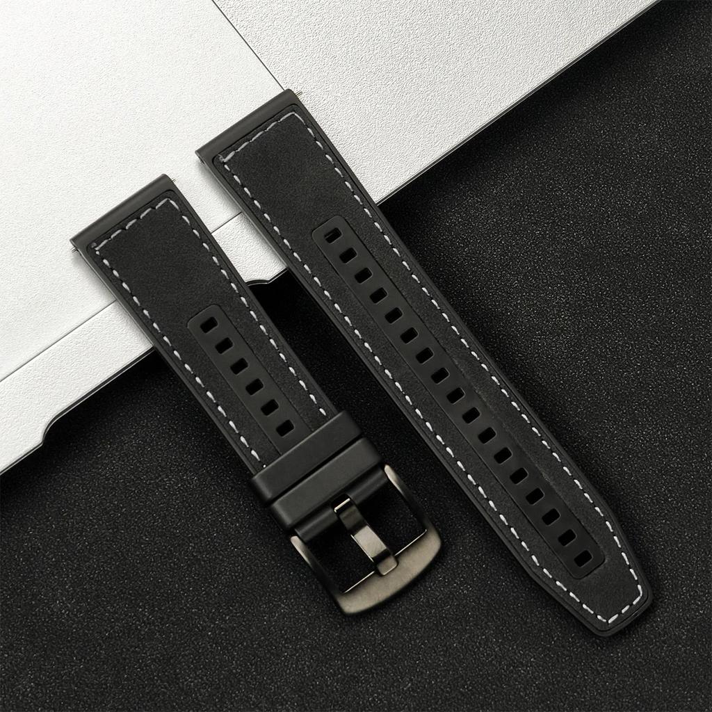Leather Silicone Strap for Samsung Galaxy Watch 3 45mm Band 22mm Bracelet For Huawei Watch GT 2e/GT2/GT For Redmi 3 Lite Correa