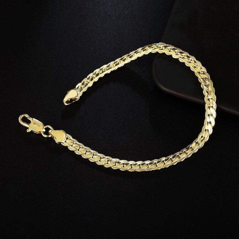 6mm Chain Bracelet 18K Gold Plated Fashion Men Women Classic Luxury Girlfriend Couple Unisex Fashion Accessory