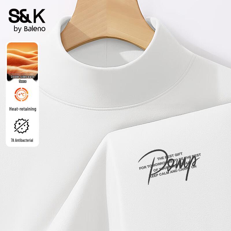Baleno Men's S&K Double-Sided Warm Fleece Stand-Up Collar Long Sleeve T-Shirt