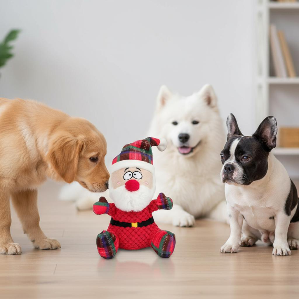 1/3pcs Dog Squeaky Toys Soft Christmas Plush Dolls Stuffed Toy Chew Resistant for Large Medium Small Breeds Indoor Outdoor Play