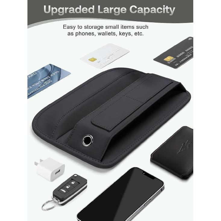 Universal Fit Premium Leather Car Seat Gap Filler Organizer, Center Console Organizer With Card Slots For Car Suv Truck (Black, 2 Pack)