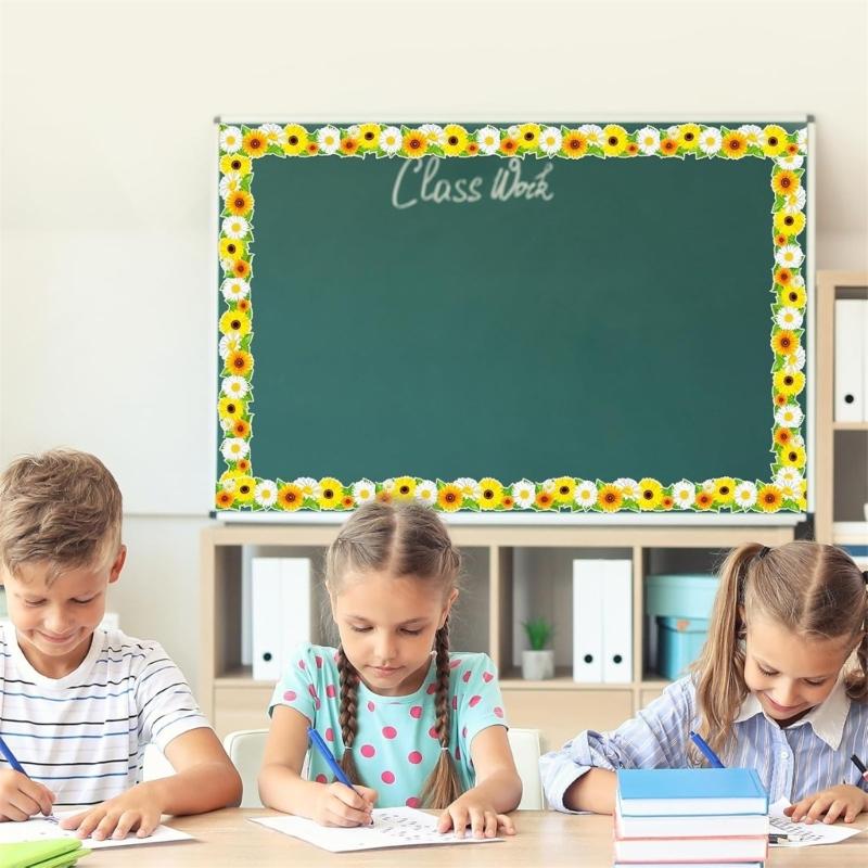 10m Bulletin Board Borders Flowers Classroom Blackboards Flowers Border Trim Decoration for Poster Boards Decoration