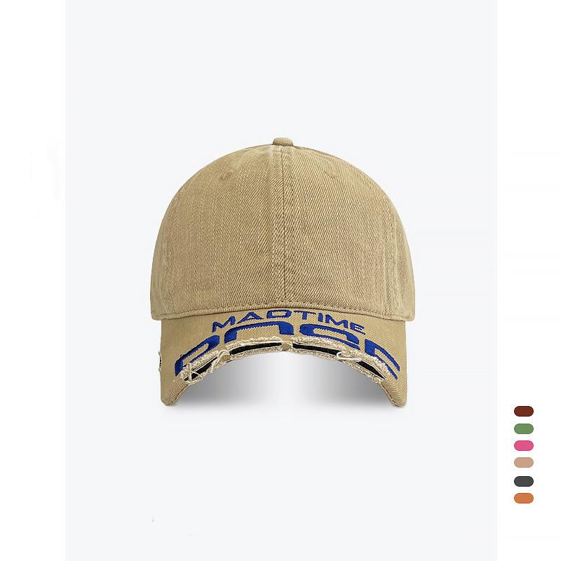 Tide Brand Old Personality Broken Brim Washed Niche Baseball Cap Women Soft Top Letter Embroidery Edging Cap Men