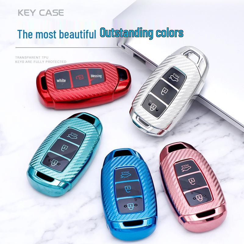 Carbon Fiber Key Case for Beijing Hyundai: Festa Sport, ix35, ix25, Santa Fe