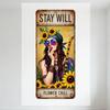 Vintage Metal Tin Sign 'STAY WILL FLOWER CHILL' Hippie Bohemian Sunflower Woman Wall Decor for Cafe Bar Home Man Cave