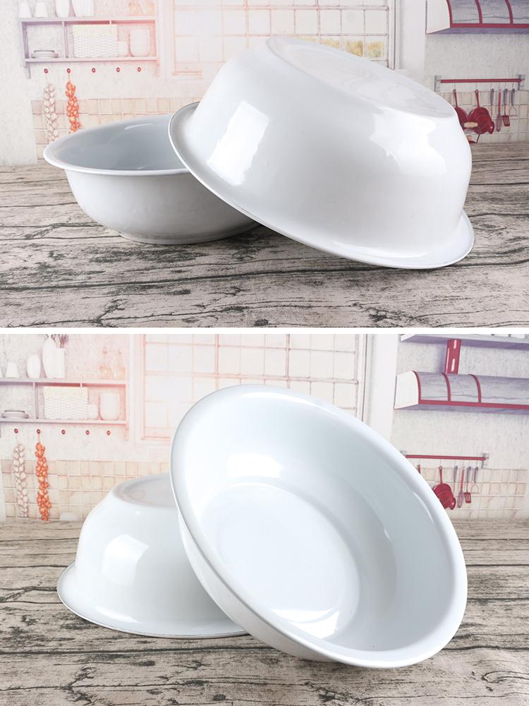 Classic Large White Enamel Basin for Washing, Mixing, and More: Thickened Design for Kitchen Use