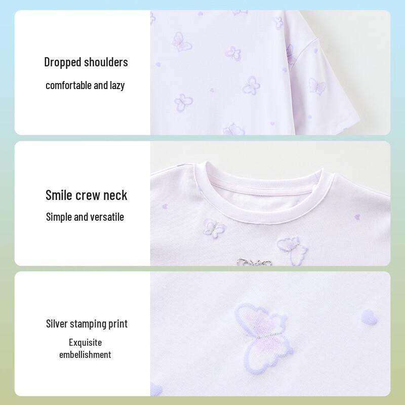 ASK JUNIOR Girls' Summer Printed Short-Sleeve T-Shirt