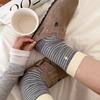 Korean Style Striped Color Block Pendant Cotton Mid-Calf Socks - Trendy, Thin, Breathable Women's Spring/Summer Socks