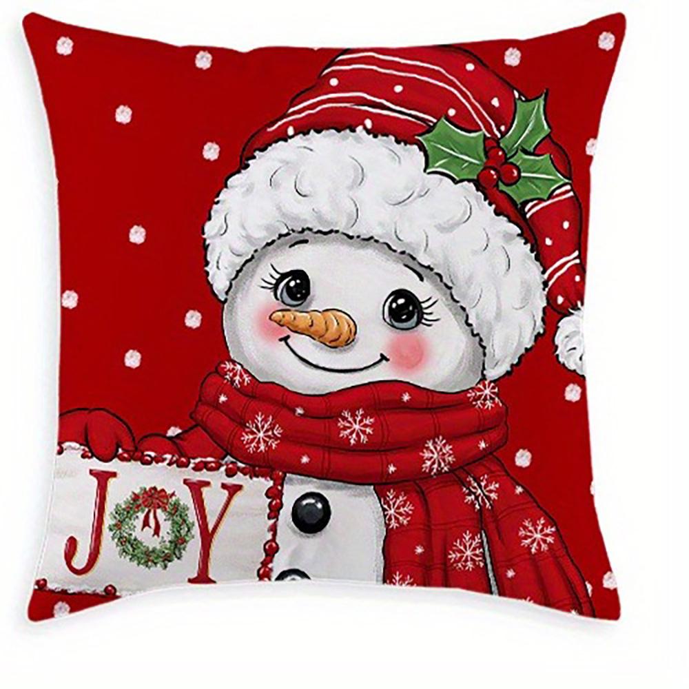 

Christmas Themed Santa, Snowman & Merry Motif Pillowcases for Festive Decor Sofa room cushion cover home decoration gift 16x16Inch