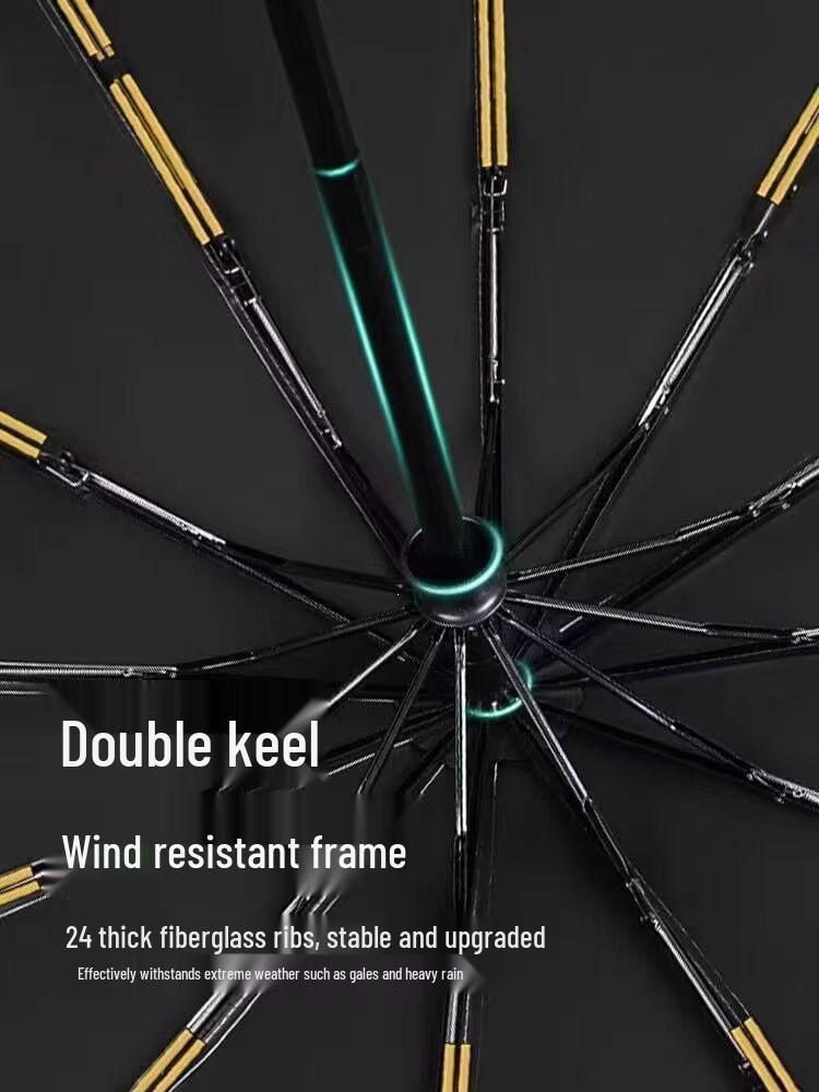 24-Rib Automatic Folding Umbrella for Women - Dual-Use Sun & Rain Protection, Strong & Durable