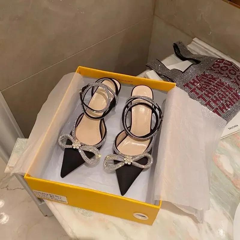 Women's High Heels  New Womens Shoes Fine High Heels Party Prom Shoes Crystal Bow Satin Summer Zapatos Para Mujeres