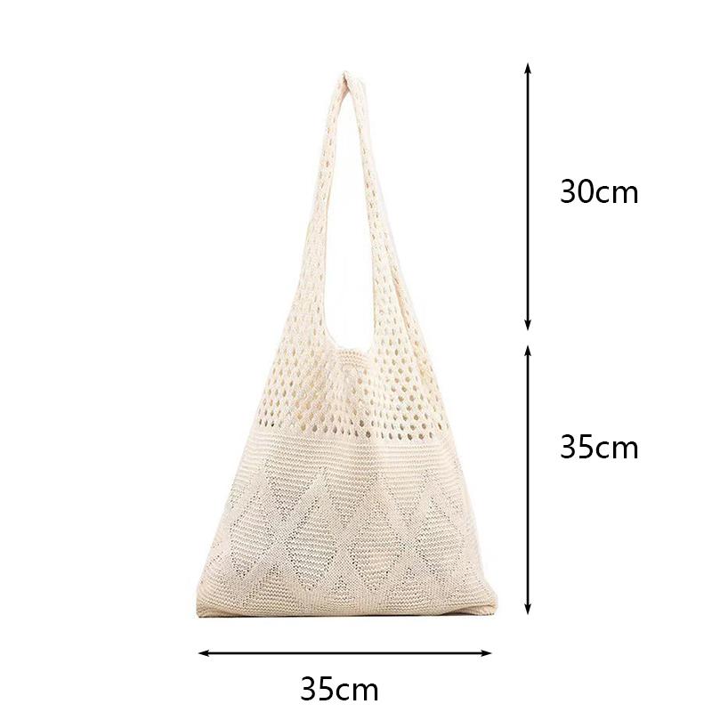Vintage Hollow Woven Underarm Shoulder Bag Knitted Handbag for Women Large Capacity Shopper Totes Ladies Beach Travel Bag