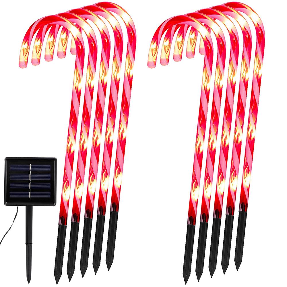 Solar Christmas Candy Cane Lights Outdoor Waterproof Christmas Day Light Pathway Marker Candy Lights Garden Passage Decoration