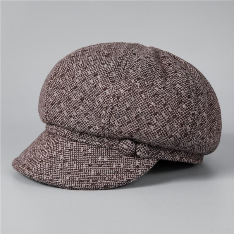 

Winter hat ladies beret plush woolen cap autumn warm octagonal hat winter hat M（56-58cm）