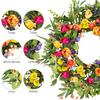 18" Tulip Wreath for Front Door Spring Summer Artificial Floral Garland with Eucalyptus Flowers for Indoor Outdoor Porch Window Wall Decor