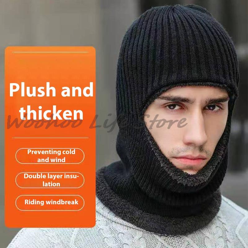 Men'S Winter Balaclava Hat Windproof Warm Fleece-Lined Full-Coverage Beanie For Ear Protection And Cycling