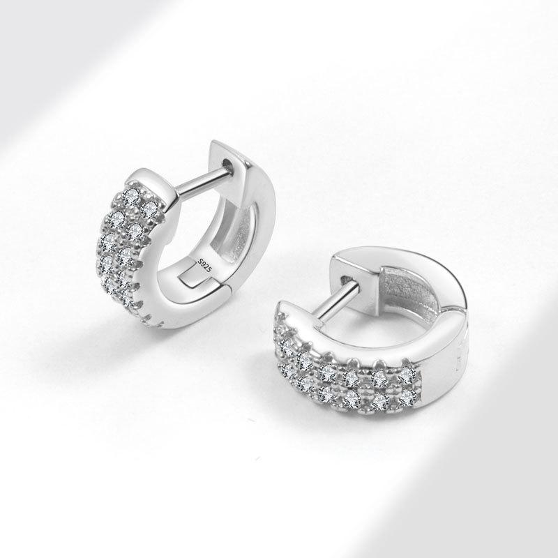 Trendy Hoop Earrings Jewelry Gift for Women Silver Zircon Gold Plated Platinum (ring width 4mm) PED385