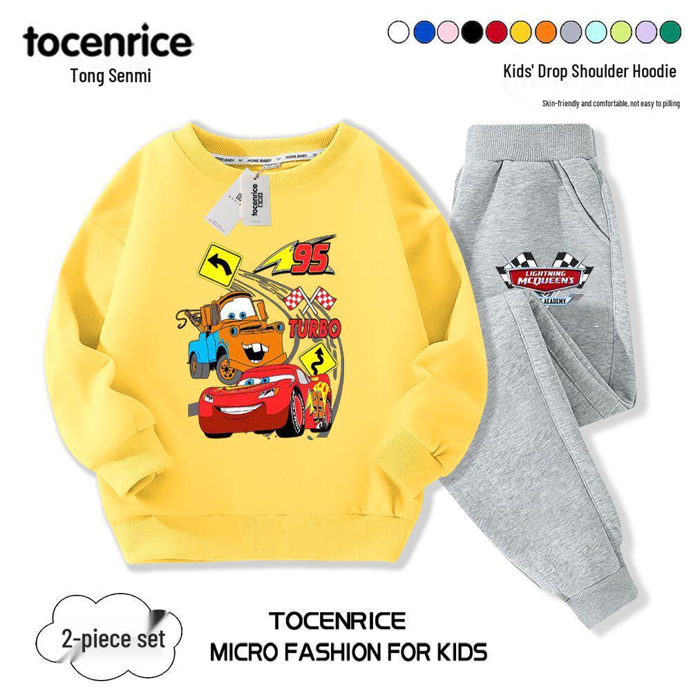 2024 Lightning McQueen Boys' Fall Hoodie Set – Cool & Stylish Children's Clothing for Spring & Autumn