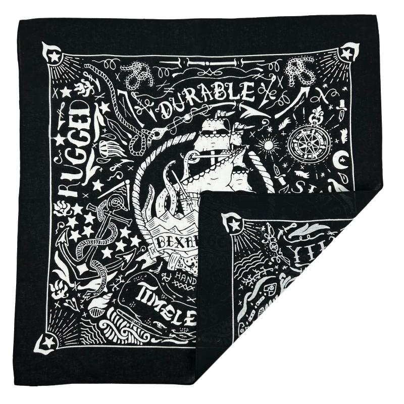 Nautischer Druck Hochwertiges Hip Hop Baumwoll Quadratisches Tuch Herren Bandana Schal Stirnband Paisley Geschenke für Jungen/Mädchen