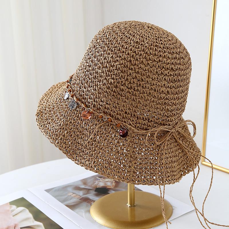 New Ethnic Style Seaside Vacation Big Brim Shell Straw Hat Women's Hat Hollow Sunshade Bucket Hat
