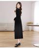Genuine Velvet V-Neck Slim Long Dress for Women - French Chic Style