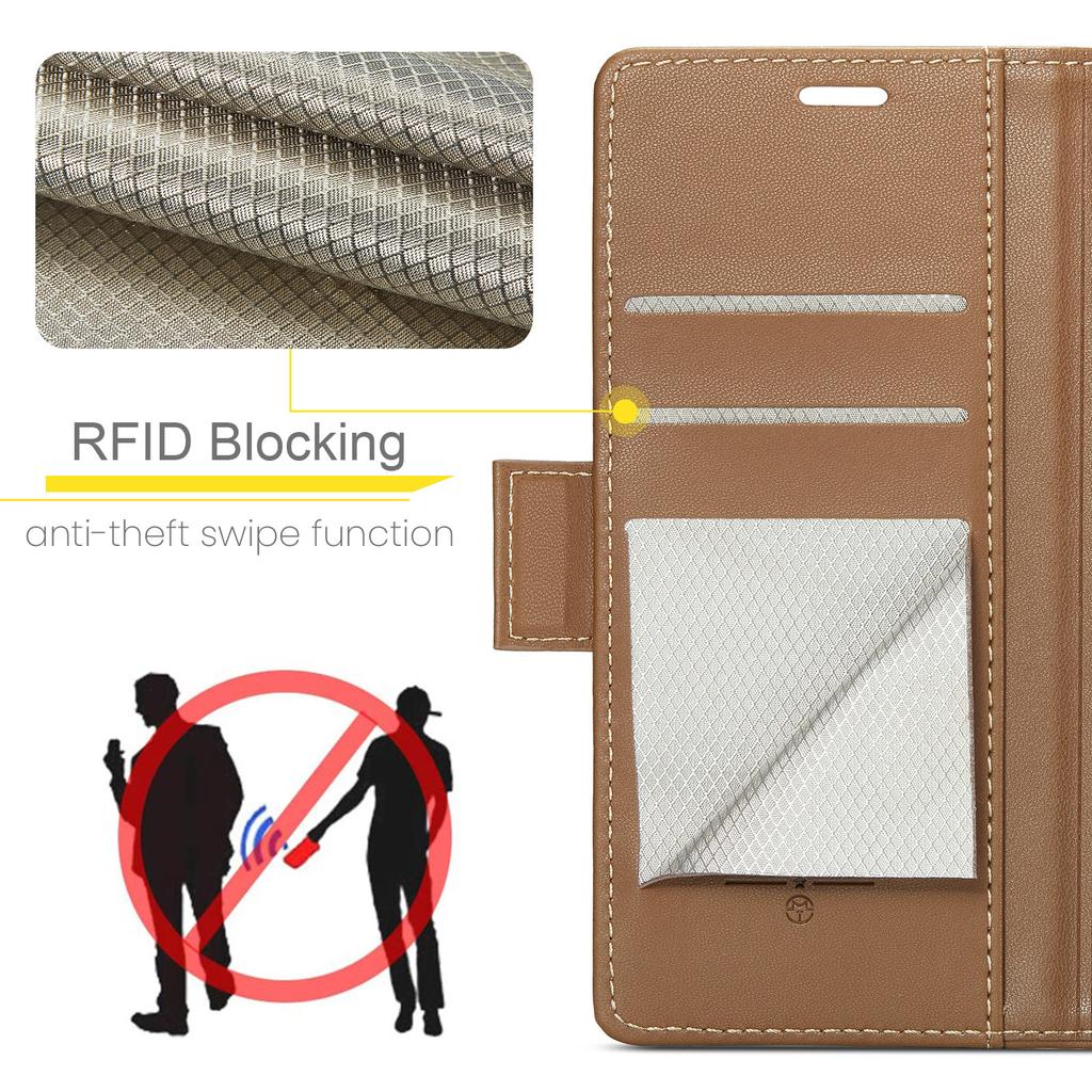För Xiaomi Redmi Note 13 4G Fodral CASEME 023 Serien RFID-Blockerande Läderplånbok Ställ Telefonskydd