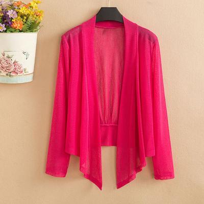 Fashionable Womens Summer Short Cardigan Solid Color Mesh Sun Protection Cover Up Casual Outwear