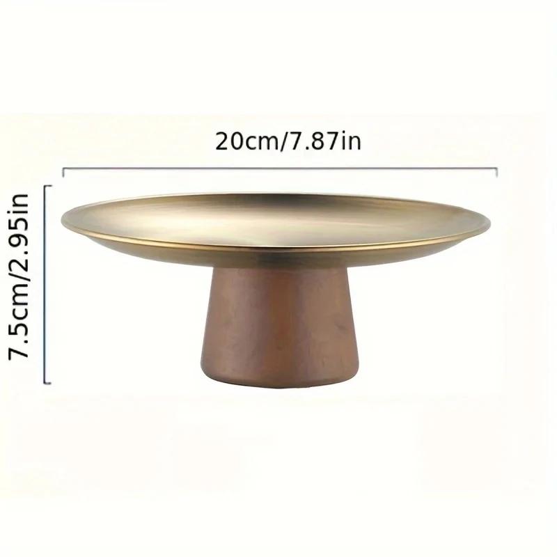 WIKHOSTAR Stainless Steel Cake Tray Wooden Base Fruit Display Plate Dessert Plate Dining Table Home Decoration Ornaments
