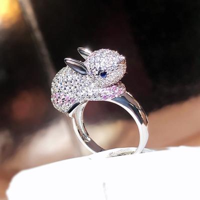 Einzigartiger kreativer Damenring in niedlicher Hasenform, Partyschmuck, Sternzeichen-Geschenk, Verlobung, Jahrestag, Eröffnung, verstellbarer Damenring, Jubiläumsgeschenk