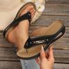 2025 Summer New Toe Sandals Women's Round Head Hollow Metal Buckle Heel Wear Solid Color Beach Flip-flops